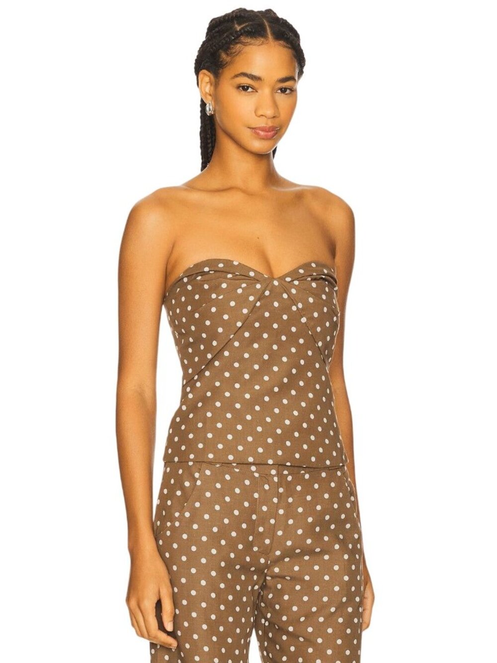 Amanda Uprichard x REVOLVE Soho Top in Chocolate Brown Polka Dot X-Small Womens - Picture 3 of 8